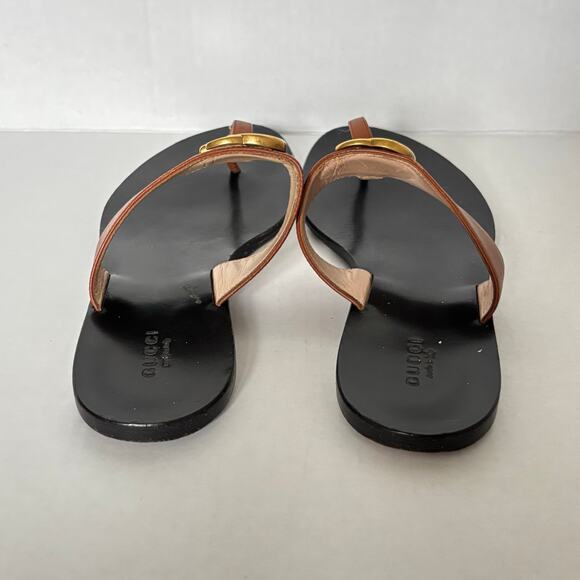 Gucci Marmont GG Thong Sandal Black Brown Slip On Flip Flop Flat Size EU 39 US 9 - Picture 6 of 10